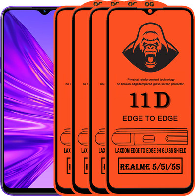 Laxdom Edge To Edge Tempered Glass for REALME 5S(Pack of 4)