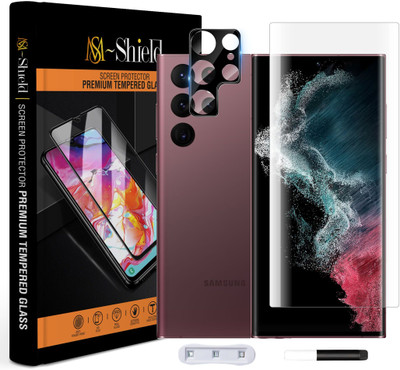 KLAH Edge To Edge Tempered Glass for Samsung Galaxy S22 Ultra 5G, With Camera Lens Protector(Pack of 1)