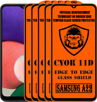 CYOR Edge To Edge Tempered Glass for SAMSUNG A22(Pack of 5)
