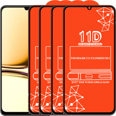 Qyist Edge To Edge Tempered Glass for FOR REALME C51, REALME C53, REALME NARZO N53(Pack of 4)