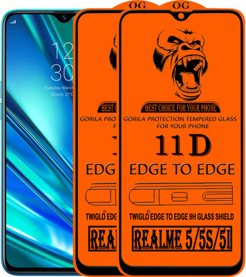 TWIGLO Edge To Edge Tempered Glass for REALME 5(Pack of 3)