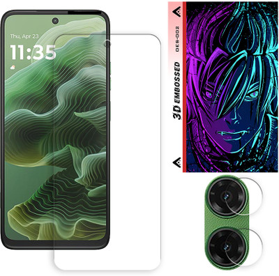 SOMTONE Edge To Edge Tempered Glass for Motorola Moto G35 5G Tempered Glass Screen Protector | Anti-Scratch | Edge to Edge Full Coverage | 9H Hardness (1 FRONT SCREEN GUARD + 1 CAMERA LENS PROTECTOR + 1 FREE BACK EMBOSSED SKIN002)(Pack of 1)