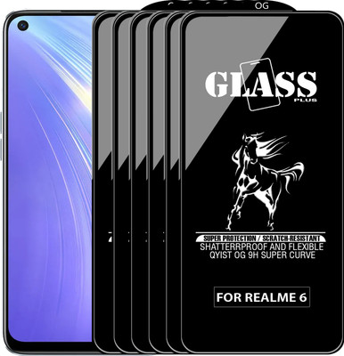 Qyist Edge To Edge Tempered Glass for REALME 6(Pack of 6)