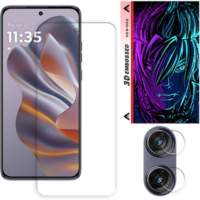 SOMTONE Edge To Edge Tempered Glass for Motorola Moto S50 5G Tempered Glass Screen Protector | Anti-Scratch | Edge to Edge Full Coverage | 9H Hardness (1 FRONT SCREEN GUARD + 1 CAMERA LENS PROTECTOR + 1 FREE BACK EMBOSSED SKIN002)(Pack of 1)