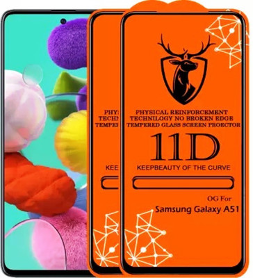 NaturalBuy Edge To Edge Tempered Glass for Samsung Galaxy A51 -11D Glass - Full Coverage Glass 11D Edge to Edge Tempered Glass Full Coverage Glass-11D(Pack of 2)