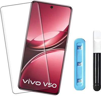 VAlight Edge To Edge Tempered Glass for vivo V50 5G, vivo V50 5G Elite Edition UV Advanced Curved Screen Protector Guard with Easy Installation Kit(Pack of 1)