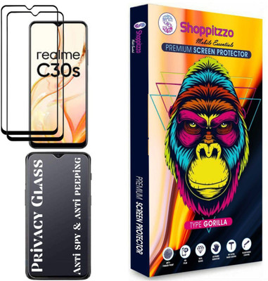 Shoppitzzo Edge To Edge Tempered Glass for realme C30s**Privacy-Anti Spy-Anti Peeping**/Millitary Grade Tempered Glass/Full Screen Coverage-Edge to Edge/9H Hardness/With Easy Installation Kit(Pack of 2)