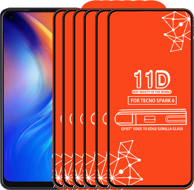 Qyist Edge To Edge Tempered Glass for Tecno Spark 6(Pack of 6)