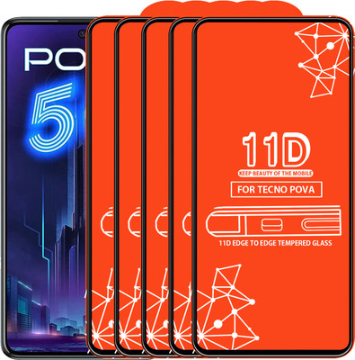 Roxel Edge To Edge Tempered Glass for Tecno Pova(Pack of 5)