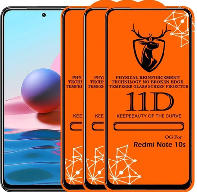 HIE POWER Edge To Edge Tempered Glass for Redmi Note 10s-11D Glass (Pack Of 3)(Pack of 3)