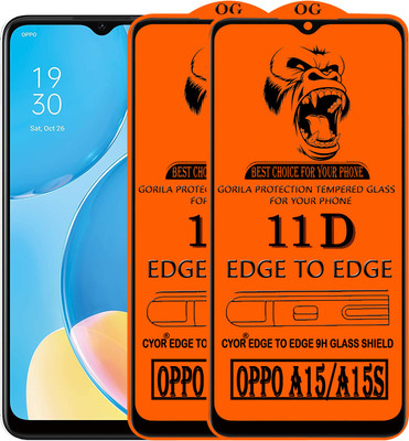 CYOR Edge To Edge Tempered Glass for OPPO A15S(Pack of 2)