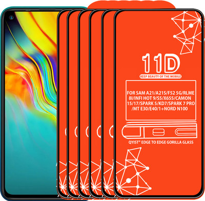 Qyist Edge To Edge Tempered Glass for FOR INFINIX HOT 9 PLAY, INFINIX HOT 10 PLAY, INFINIX HOT 10T, INFINIX HOT 10S, INFINIX HOT 11 PLAY, INFINIX SMART 4 PLUS, INFINIX SMART 6 PLUS, TECNO SPARK 7 PLUS, TECNO POVA NEO(Pack of 6)