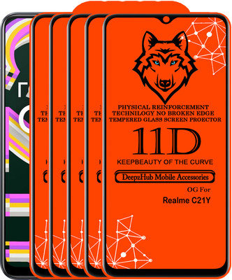DeepzHub Edge To Edge Tempered Glass for Realme C21Y(Pack of 5)