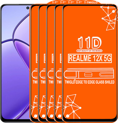 TWIGLO Edge To Edge Tempered Glass for REALME 12X 5G(Pack of 5)