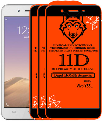 DeepzHub Edge To Edge Tempered Glass for VIVO Y55L(Pack of 3)