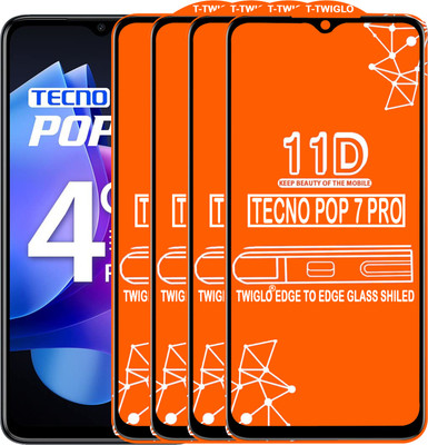 TWIGLO Edge To Edge Tempered Glass for TECNO POP 7 PRO(Pack of 4)