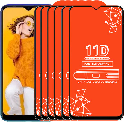 Qyist Edge To Edge Tempered Glass for Tecno Spark 4(Pack of 6)