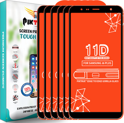 PikTrue Edge To Edge Tempered Glass for Samsung Galaxy J6 Plus(Pack of 6)
