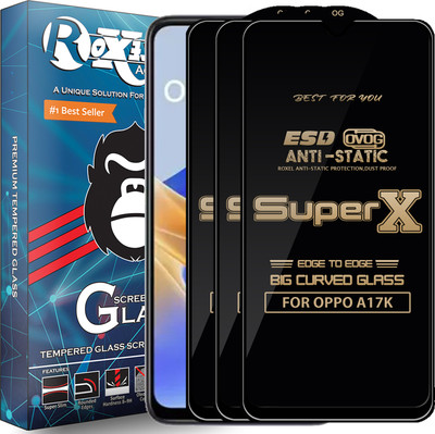 Roxel Edge To Edge Tempered Glass for OPPO A17K(Pack of 3)