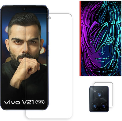 ARBAN Edge To Edge Tempered Glass for vivo V21s 5G Tempered Glass Screen Protector | Anti-Scratch | Edge to Edge Full Coverage | 9H Hardness (1 FRONT SCREEN GUARD + 1 CAMERA LENS PROTECTOR + 1 FREE BACK EMBOSSED SKIN002)(Pack of 1)
