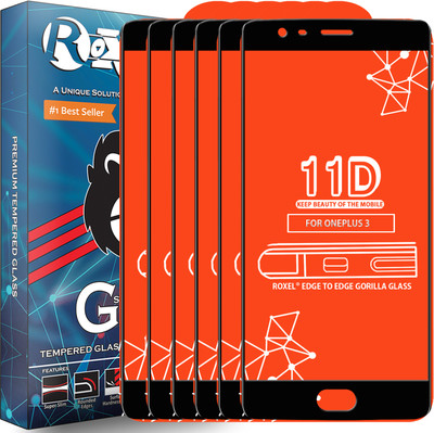Roxel Edge To Edge Tempered Glass for OnePlus 3(Pack of 6)