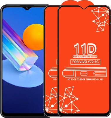 Qyist Edge To Edge Tempered Glass for Vivo Y72 5G(Pack of 2)
