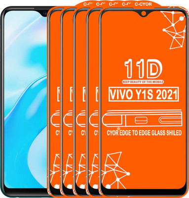 CYOR Edge To Edge Tempered Glass for VIVO Y1S 2021(Pack of 5)