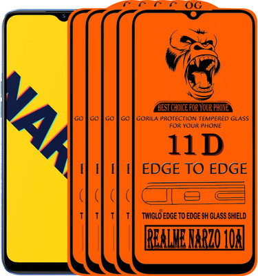 TWIGLO Edge To Edge Tempered Glass for REALME NARZO 10A(Pack of 5)