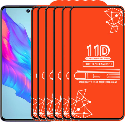 Roxel Edge To Edge Tempered Glass for Tecno Camon 18(Pack of 6)