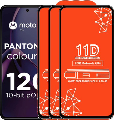 Qyist Edge To Edge Tempered Glass for Motorola G84(Pack of 3)