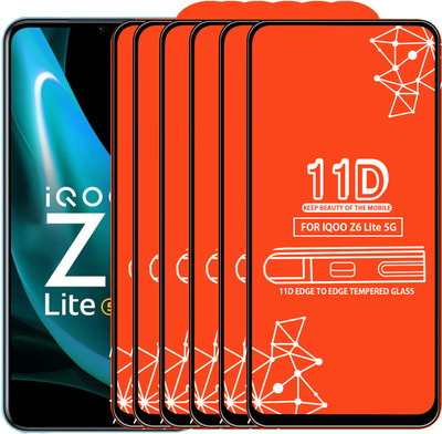 Roxel Edge To Edge Tempered Glass for Iqoo Z6 Lite 5G(Pack of 6)