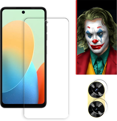 SOMTONE Edge To Edge Tempered Glass for Tecno Pop 8 4G Tempered Glass Screen Protector | Anti-Scratch | Edge to Edge Full Coverage | 9H Hardness ( 1 FRONT SCREEN GUARD + 1 CAMERA LENS PROTECTOR + 1 FREE BACK EMBOSSED SKIN026 )(Pack of 1)