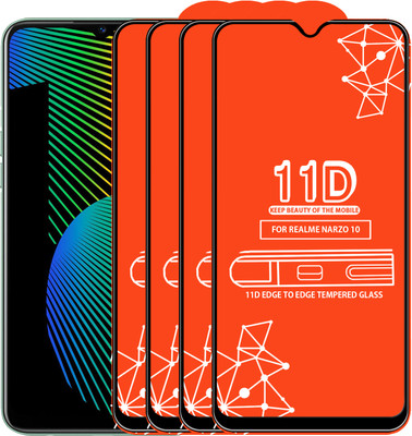 Roxel Edge To Edge Tempered Glass for Realme Narzo 10(Pack of 4)