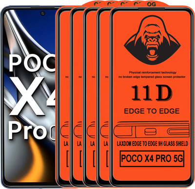 Laxdom Edge To Edge Tempered Glass for POCO X4 PRO 5G(Pack of 5)