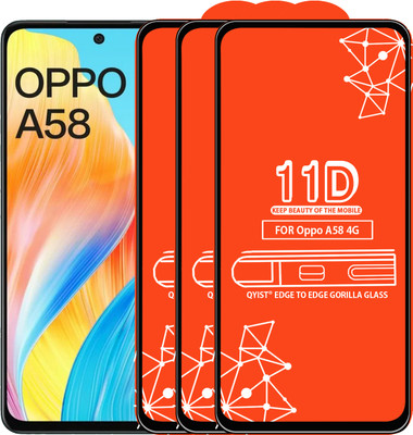 Qyist Edge To Edge Tempered Glass for Oppo A58 4G(Pack of 3)