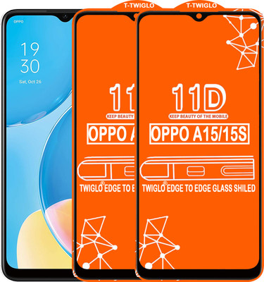 TWIGLO Edge To Edge Tempered Glass for OPPO A15(Pack of 2)