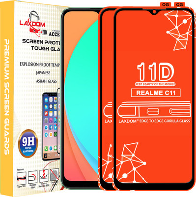 Laxdom Edge To Edge Tempered Glass for REALME C11(Pack of 2)