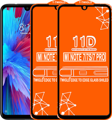 TWIGLO Edge To Edge Tempered Glass for REDMI NOTE 7 PRO(Pack of 2)