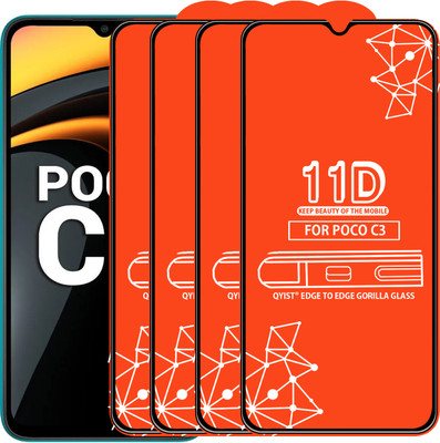 Roxel Edge To Edge Tempered Glass for Poco C3(Pack of 4)