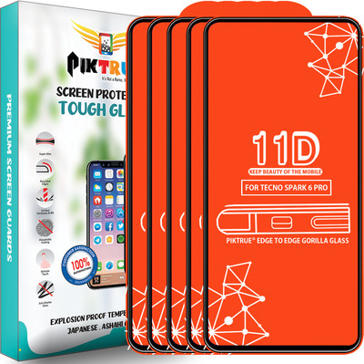 PikTrue Edge To Edge Tempered Glass for Tecno Spark 6 Pro(Pack of 5)