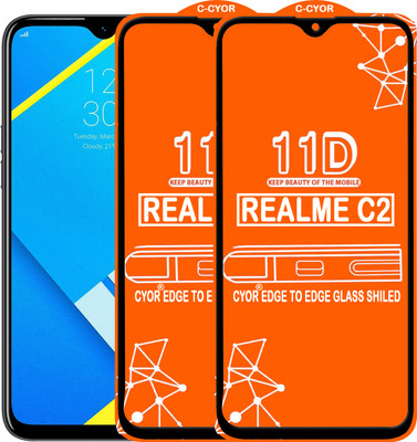CYOR Edge To Edge Tempered Glass for REALME C2(Pack of 2)