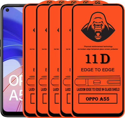 Laxdom Edge To Edge Tempered Glass for OPPO A55(Pack of 5)