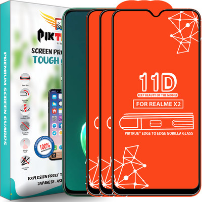 PikTrue Edge To Edge Tempered Glass for Realme X2(Pack of 3)
