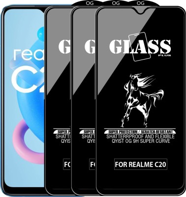 Qyist Edge To Edge Tempered Glass for REALME C20(Pack of 3)