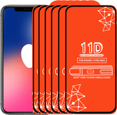 Qyist Edge To Edge Tempered Glass for Iphone 15 Pro Max(Pack of 6)