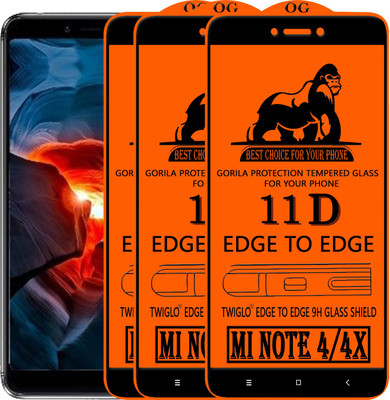 TWIGLO Edge To Edge Tempered Glass for Mi Redmi Note 4X(Pack of 3)