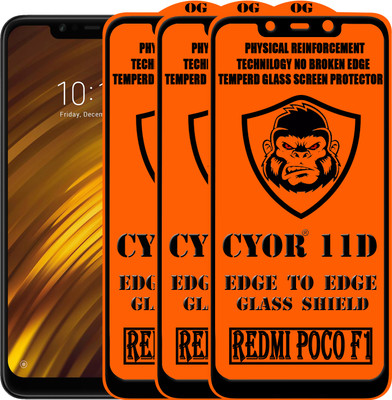 CYOR Edge To Edge Tempered Glass for POCO F1(Pack of 3)