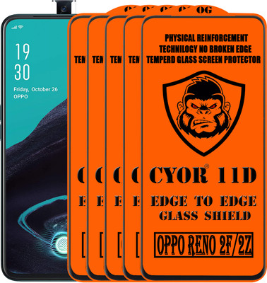 CYOR Edge To Edge Tempered Glass for Oppo Reno2 F(Pack of 5)