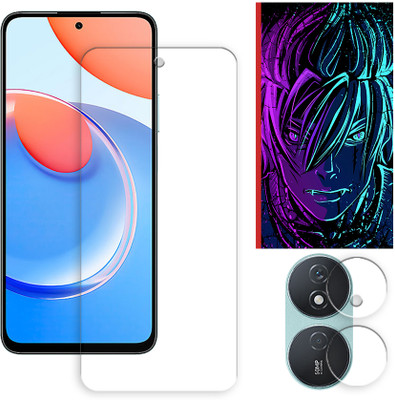 ARBAN Edge To Edge Tempered Glass for Honor Play 8T 5G Tempered Glass Screen Protector | Anti-Scratch | Edge to Edge Full Coverage | 9H Hardness (1 FRONT SCREEN GUARD + 1 CAMERA LENS PROTECTOR + 1 FREE BACK EMBOSSED SKIN002)(Pack of 1)