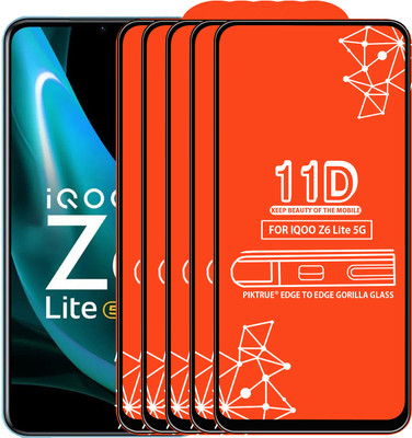 PikTrue Edge To Edge Tempered Glass for IQOO Z6 Lite 5G(Pack of 5)